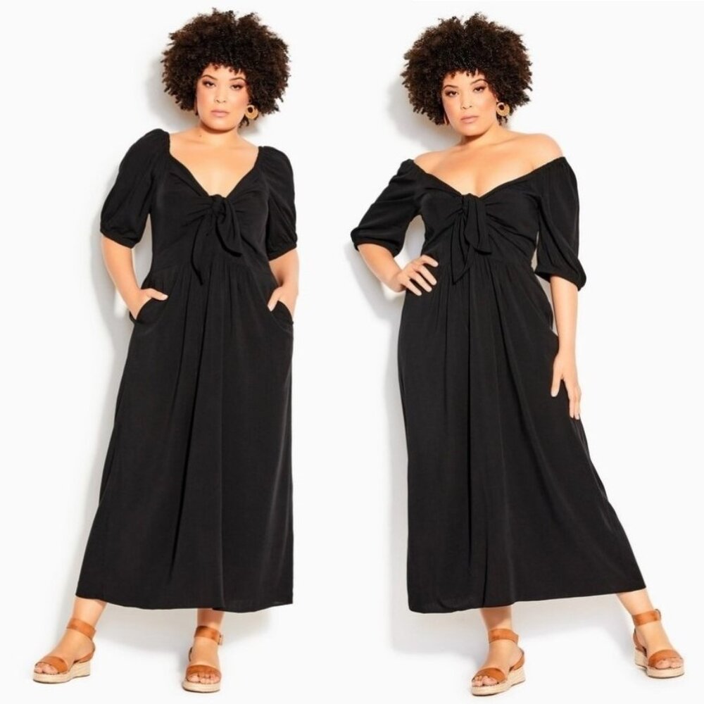 🖤 NEW City Chic Black Villa Capri Maxi Dress 20